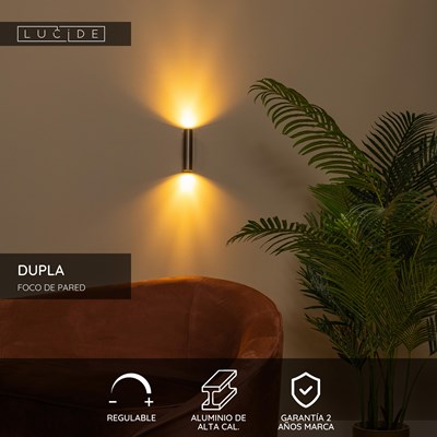 Lucide DUPLA - Foco de pared / Lámpara de pared - 2xGU10 (MR11) - Café